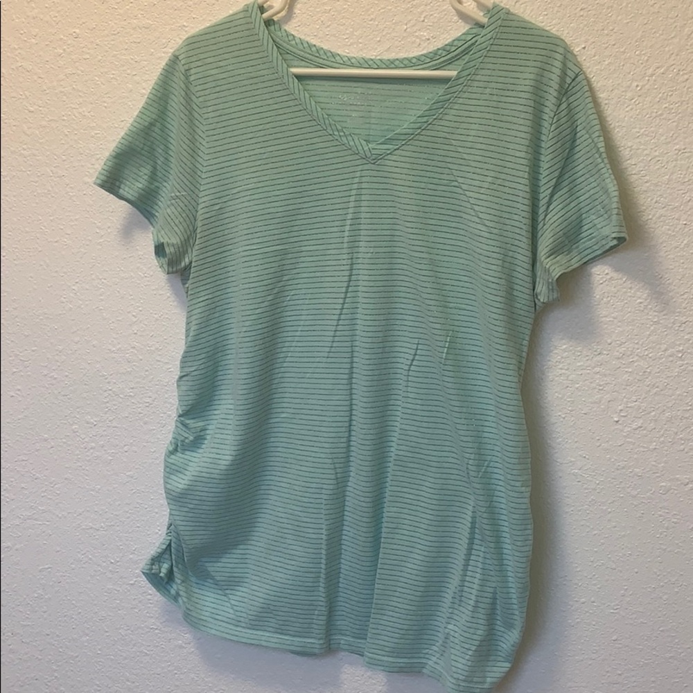 Baby blue and silver stripped Maternity T-shirt